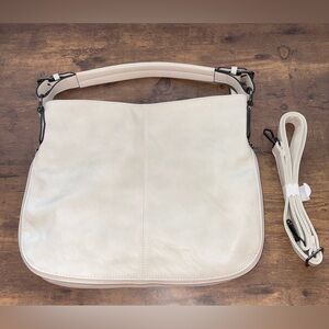 NWOT Elegant Stone Grey Hobo Handbag with an attachable adj. crossbody strap.